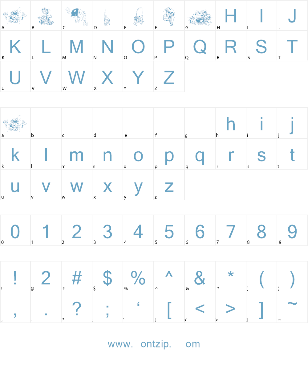 KR A Fishing We Go Font Character